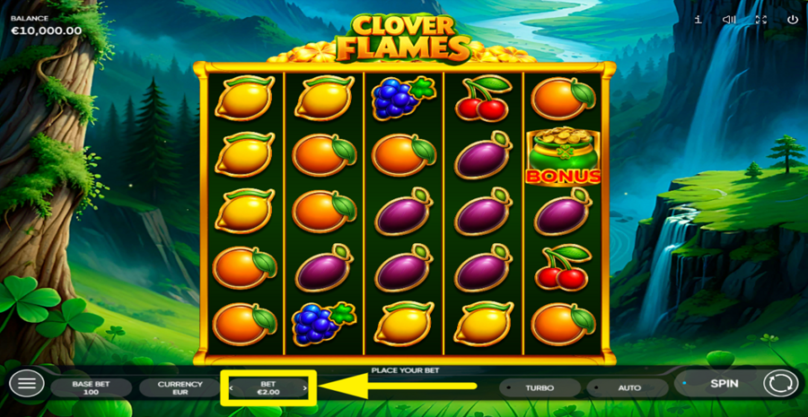 Clover Flames Adjust Bet