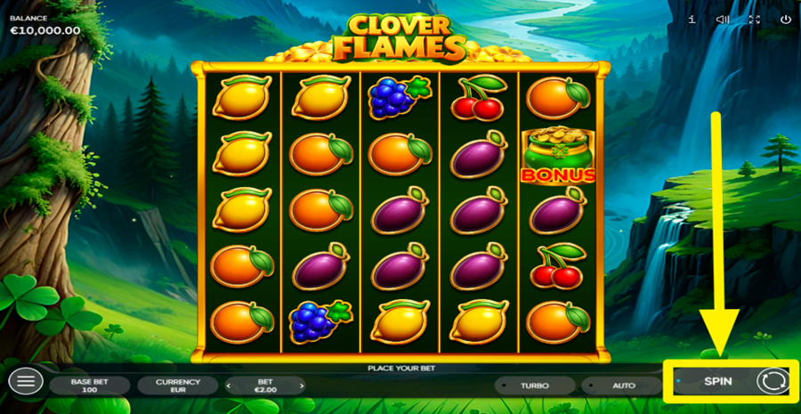 Clover Flames Spin Button