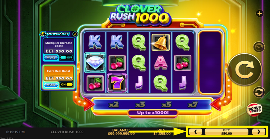 Clover Rush 1000 Adjust Bet