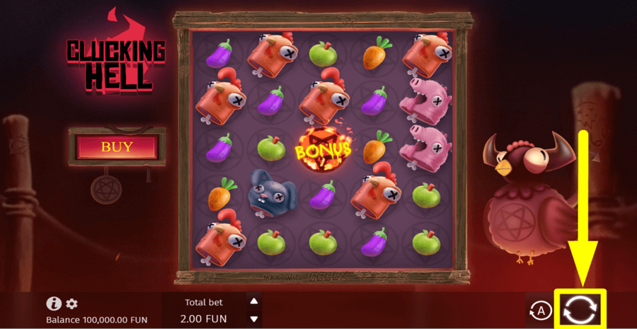 Clucking Hell Spin Button