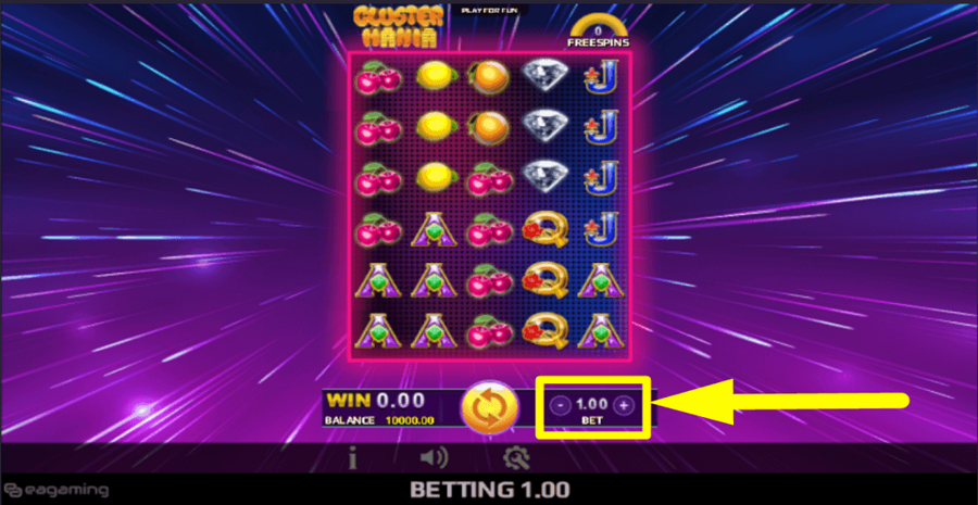 Cluster Mania Bet Value