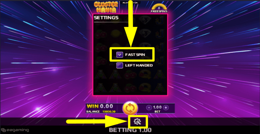 Cluster Mania Fast Spin Feature