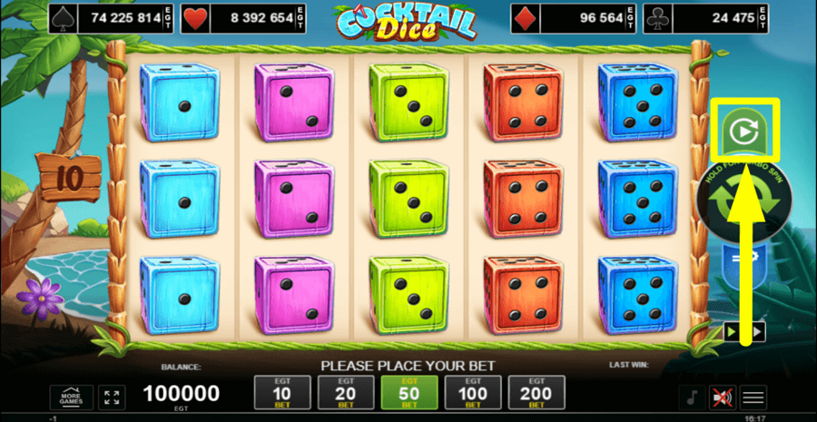 Cocktail Dice Autoplay Feature