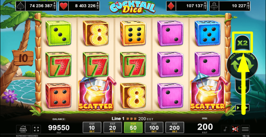 Cocktail Dice Gamble Feature