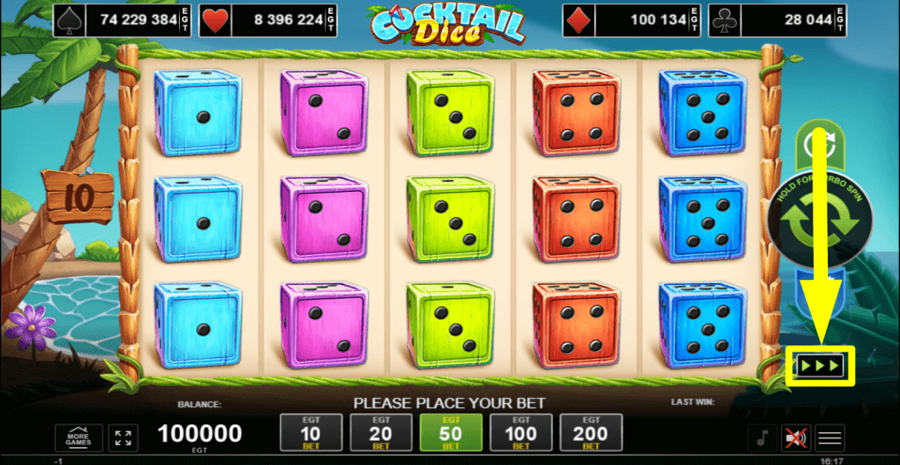 Cocktail Dice Turbo Feature