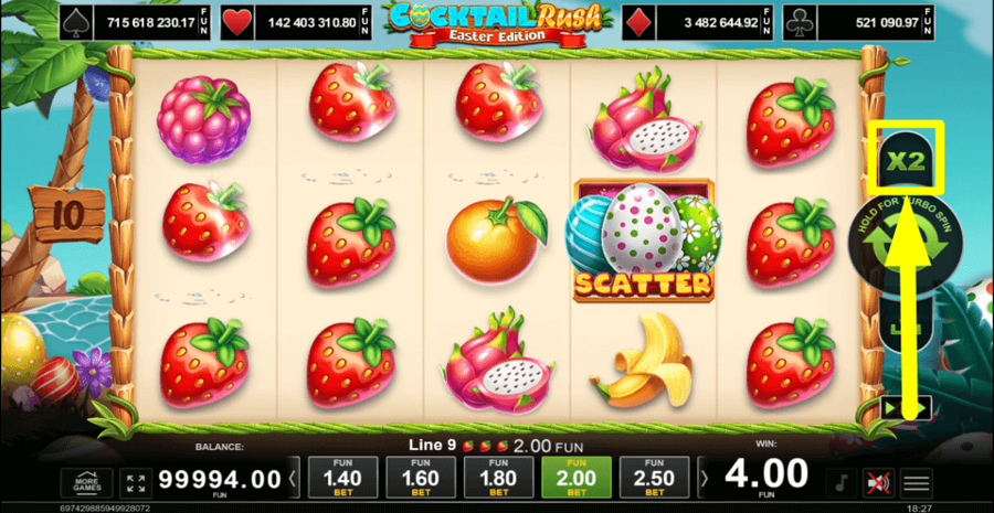 Cocktail Rush Easter Edition Gamble Feature