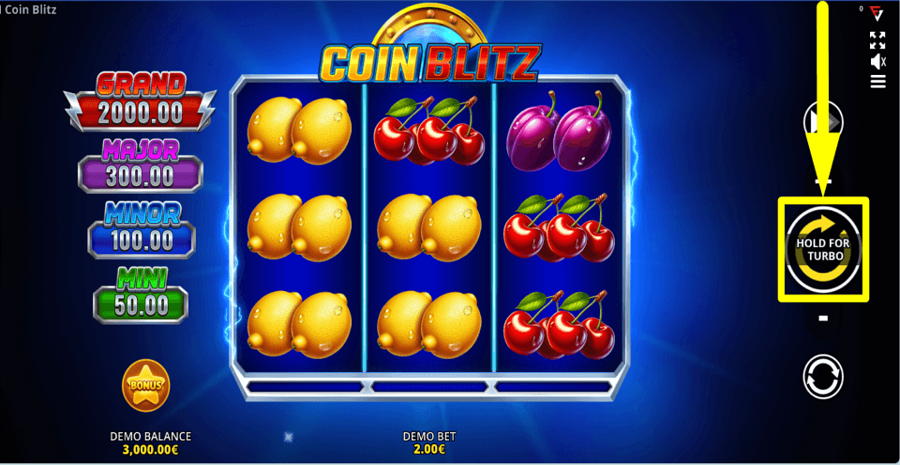 Coin Blitz 3x3 Running Wins Spin Button