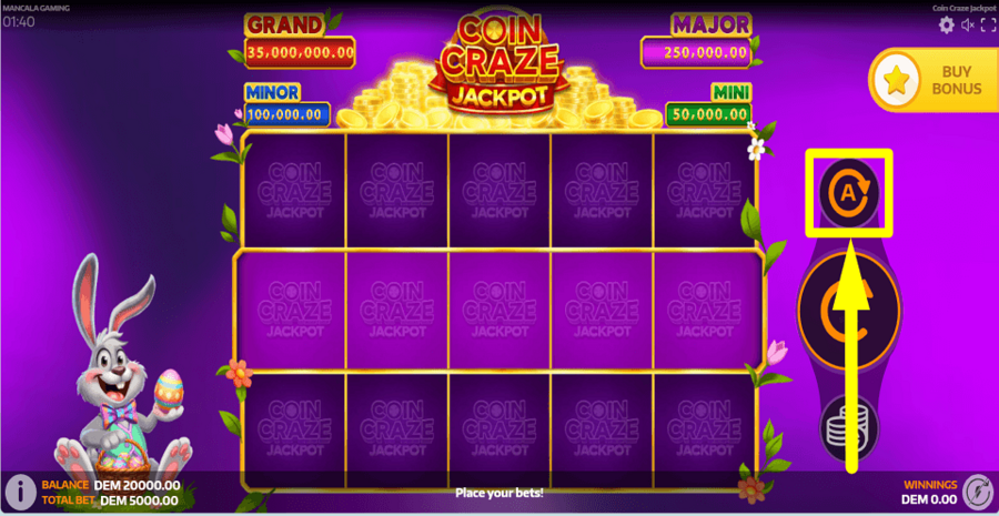 Coin Craze Jackpot Autoplay Feature