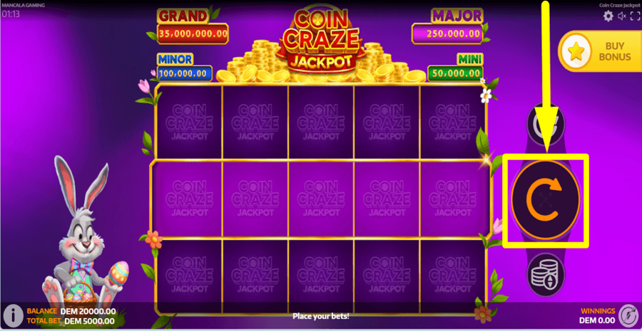 Coin Craze Jackpot Spin Button