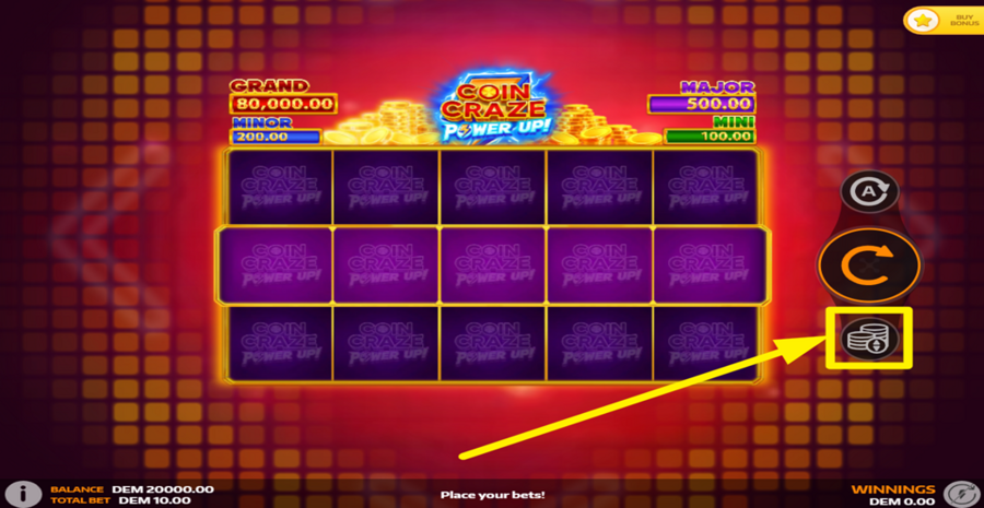 Coin Craze Powerup Adjust Bet