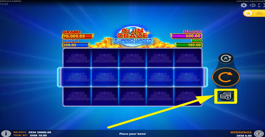 Coin Craze Supercharged Adjust Bet