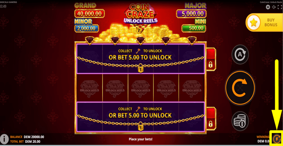 Coin Craze Unlock Reels Turbo Feature