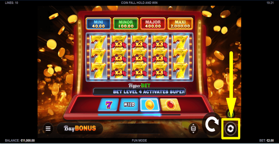 Coin Fall Hold And Win Autoplay Feature