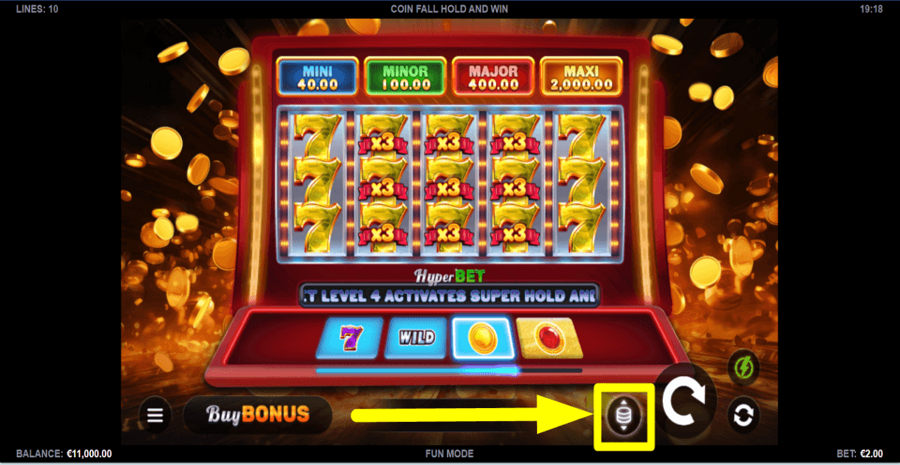 Coin Fall Hold And Win Bet Value