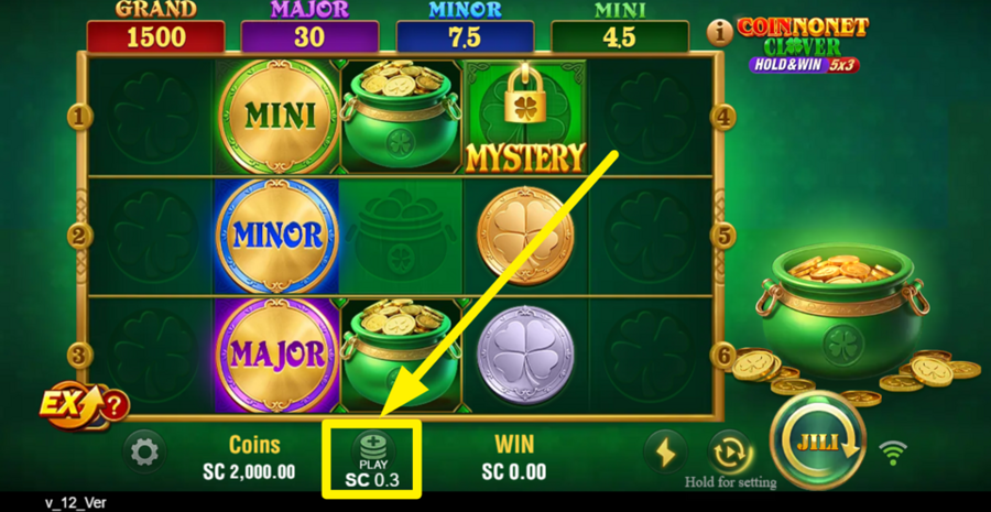 Coin Nonet Clover 4x4 Hold And Win Adjust Bet