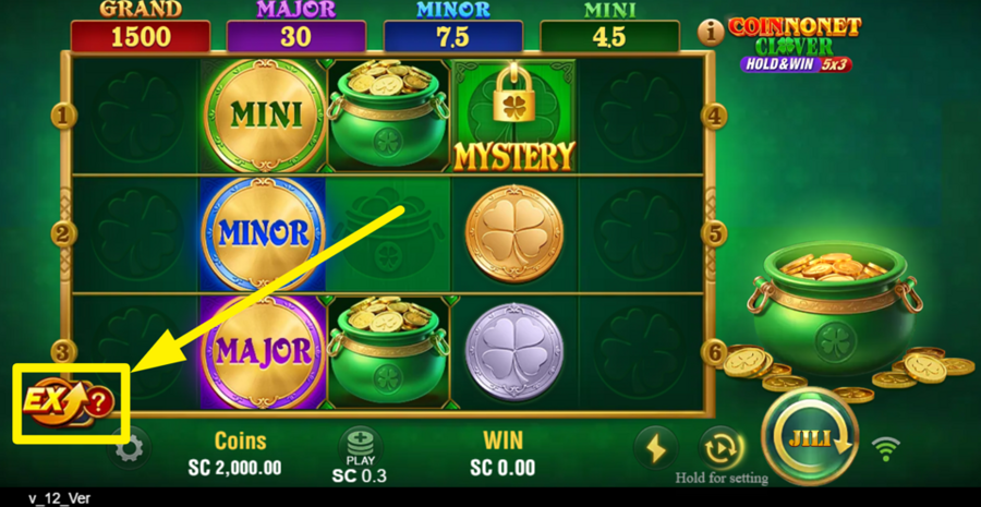 Coin Nonet Clover 4x4 Hold And Win Extra Play