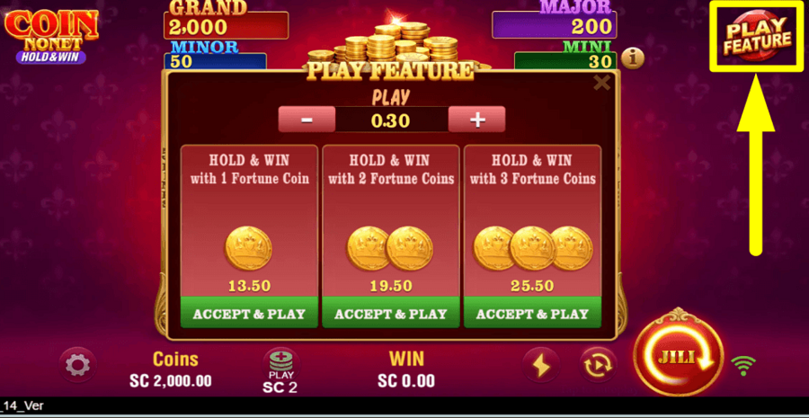 Coin Nonet Hold And Win Play Feature