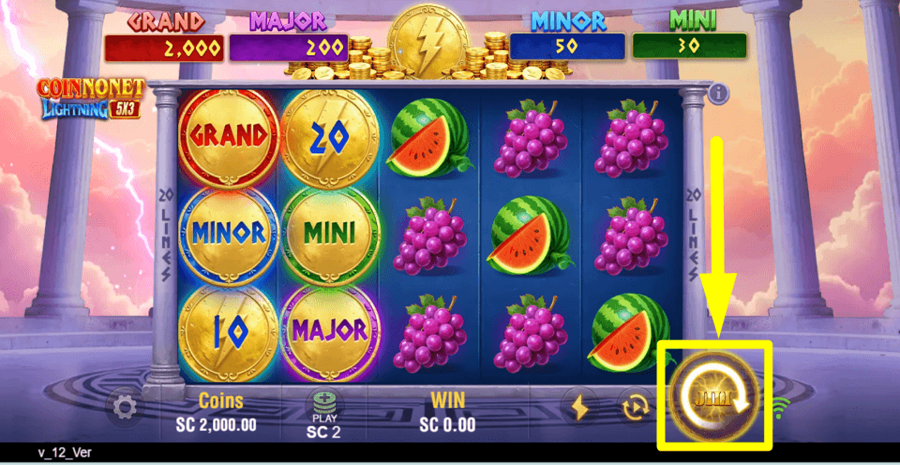 Coin Nonet Lightning Spin Button