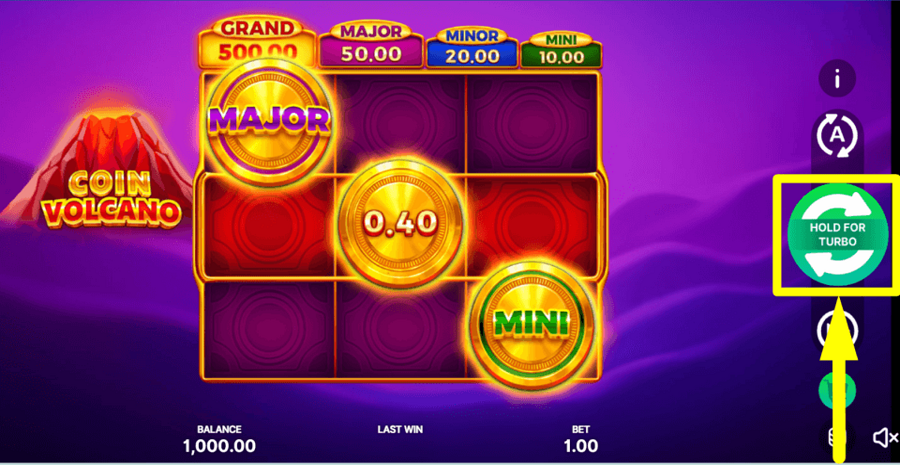 Coin Volcano 2 Hold And Win Spin Button