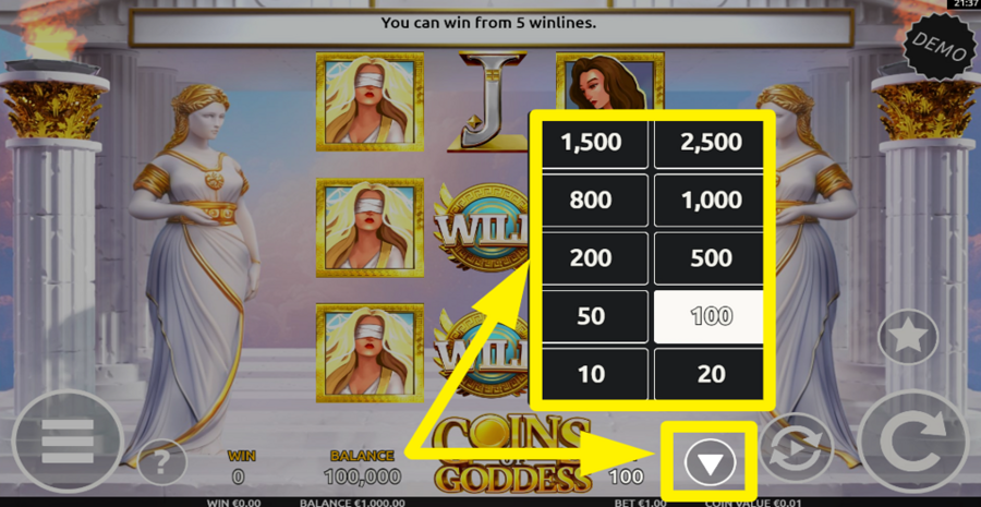 Coins Of Goddess Adjust Bet
