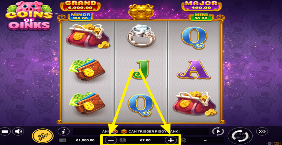 Coins Of Oinks Adjust Bet