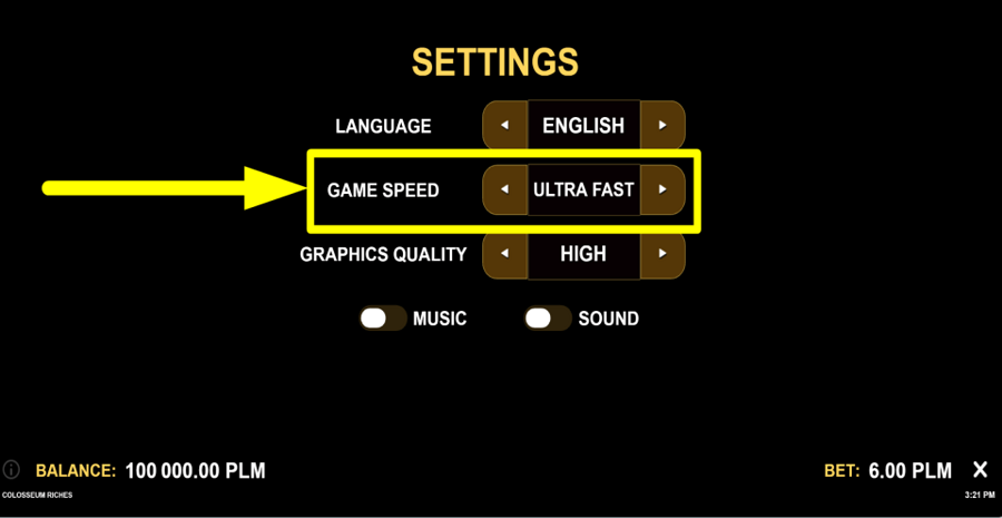 Colosseum Riches Turbo Feature