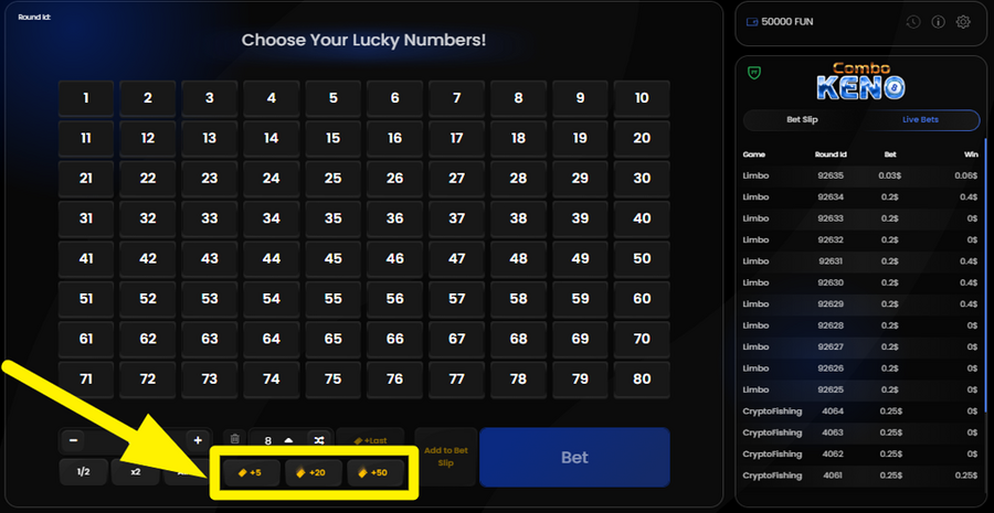 Combo Keno 8 Include Extra Tickets