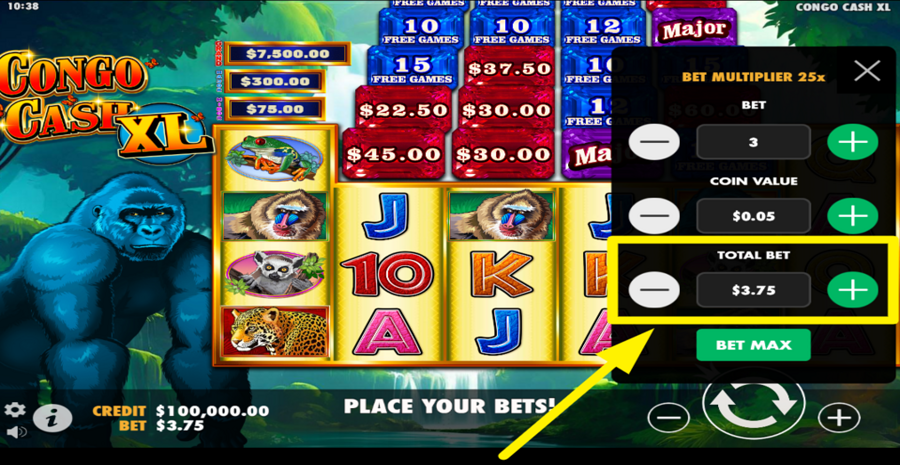Congo Cash Xl Adjust Total Bet