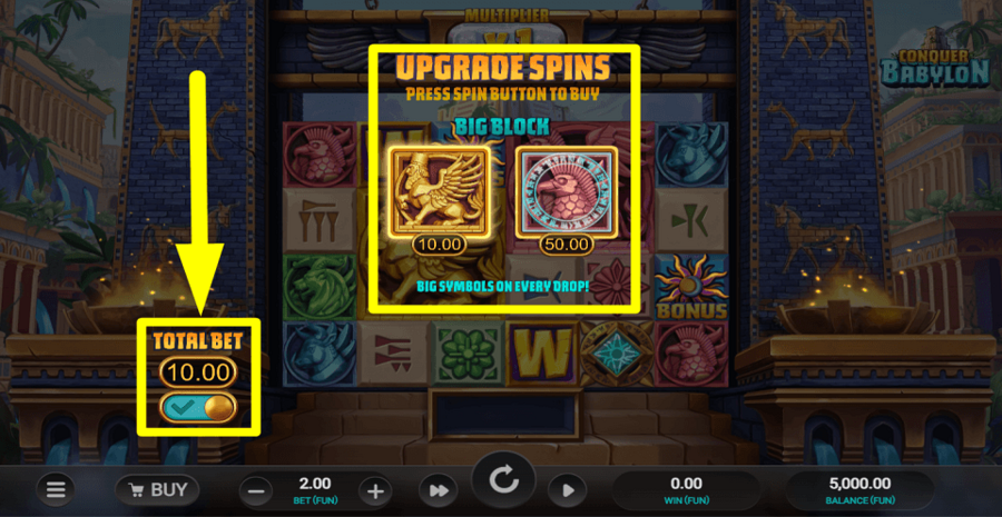 Conquer Babylon Upgrade Spins Feature