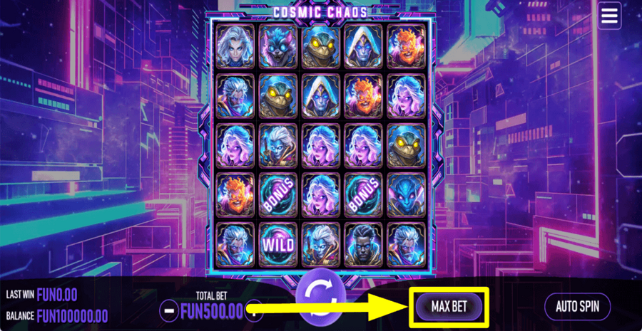 Cosmic Chaos Max Bet Button