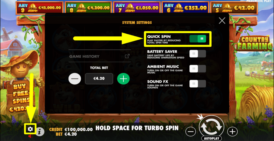 Country Farming Quick Spin Feature