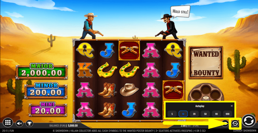 Cowboy Showdown Autoplay Feature