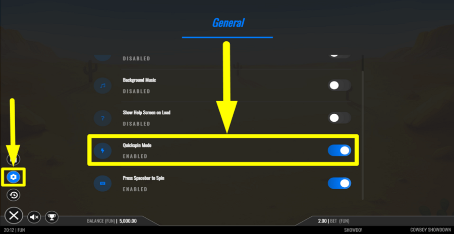 Cowboy Showdown Quick Spin Feature
