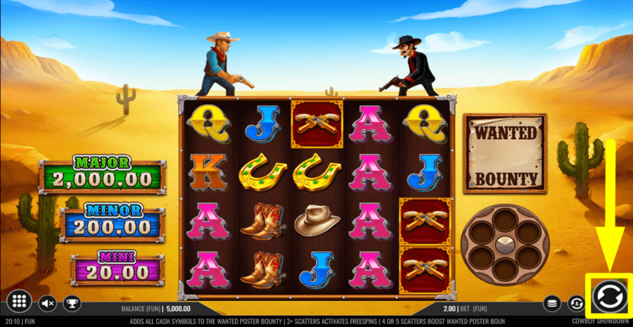 Cowboy Showdown Spin Button