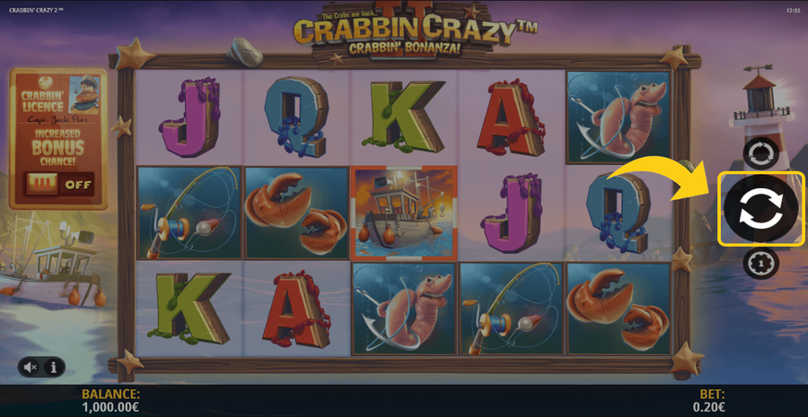 Crabbin Crazy 2 Spin Button