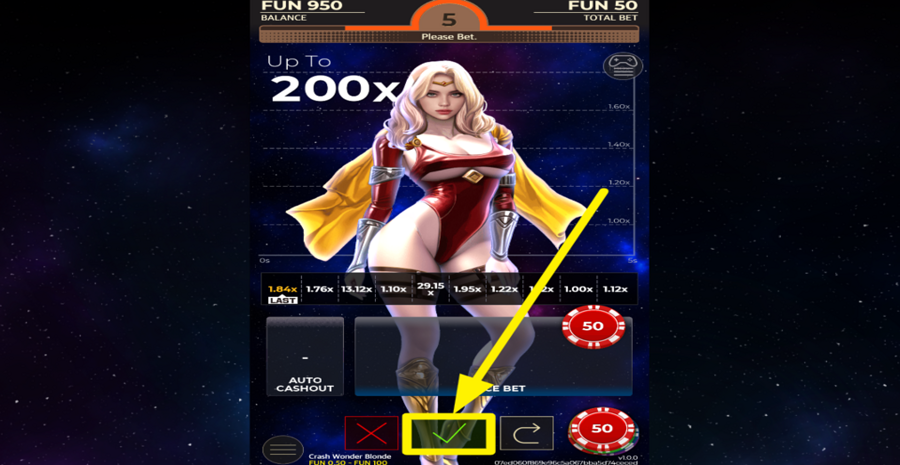 Crash Wonder Blonde Confirm Bet