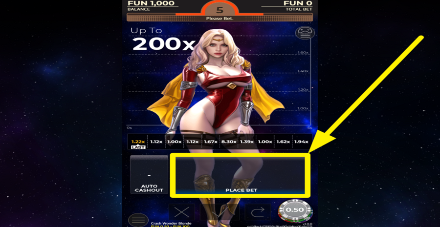 Crash Wonder Blonde Place Bet