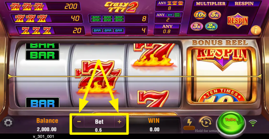 Crazy 777 2 Adjust Bet