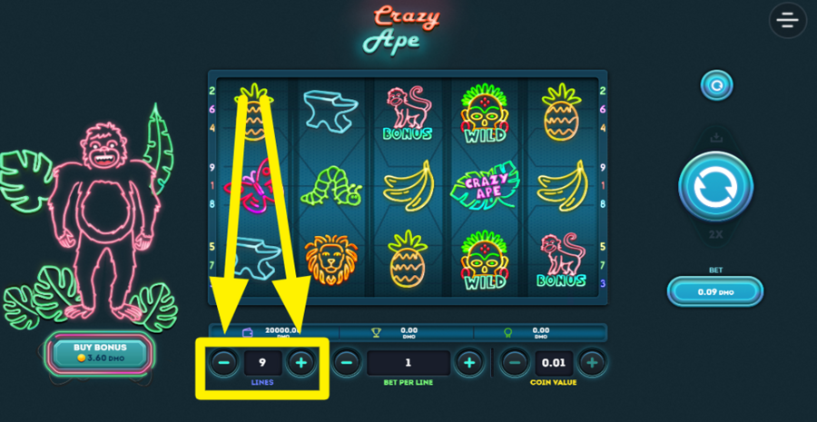 Crazy Ape Adjust Bet Lines