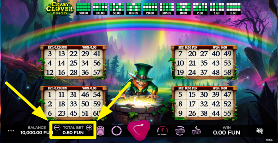 Crazy Clover Bingo Adjust Bet