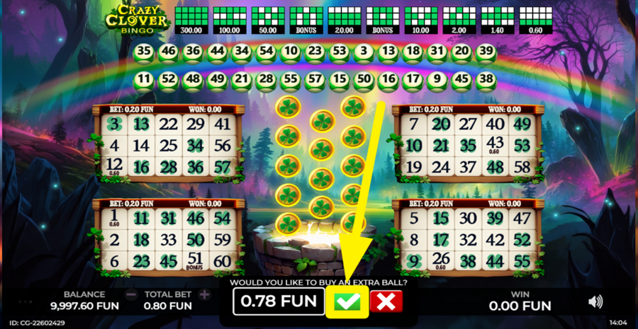 Crazy Clover Bingo Buy Extra Ball