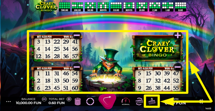 Crazy Clover Bingo Choose Active Card