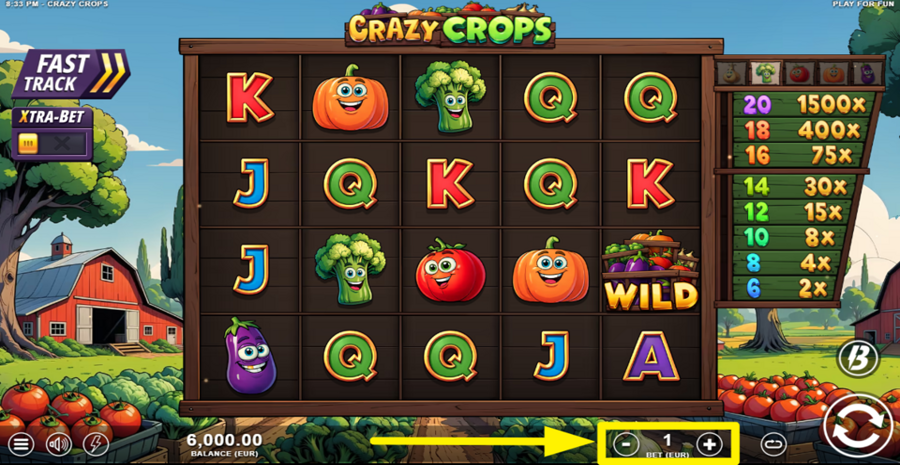 Crazy Crops Adjust Bet