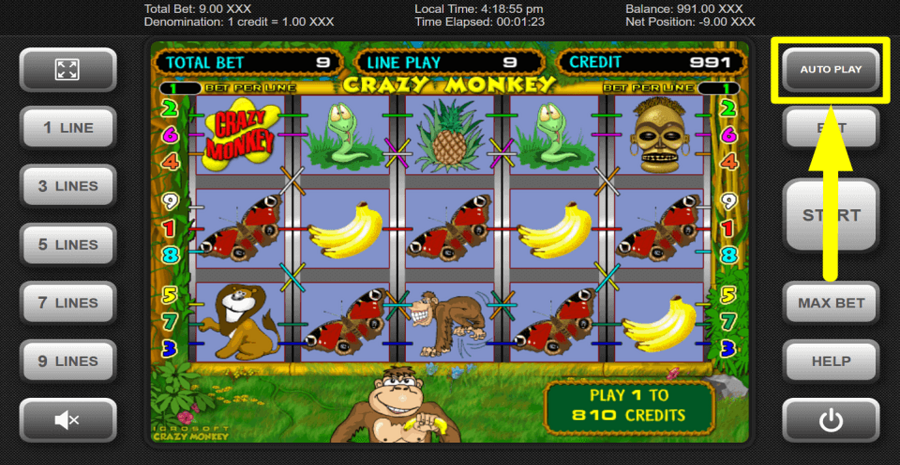 Crazy Monkey Autoplay Feature