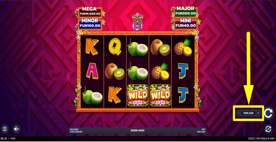 Crazy Tiki Hold And Win Bet Value