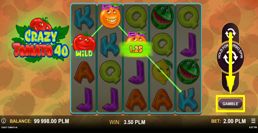 Crazy Tomato 40 Gamble Feature