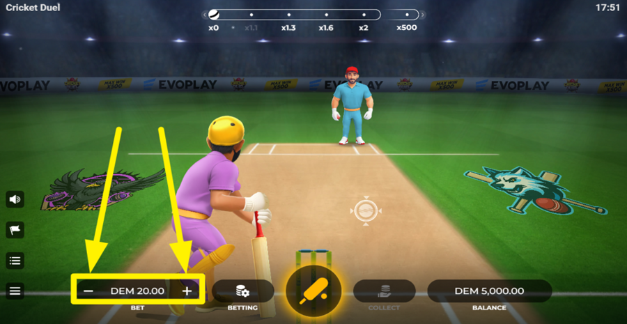 Cricket Duel Adjust Bet