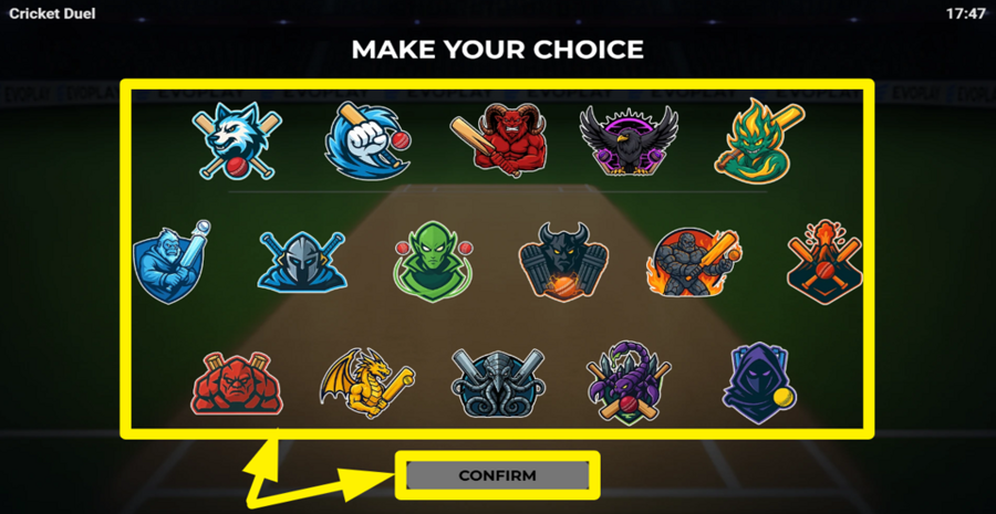 Cricket Duel Choose Mascot