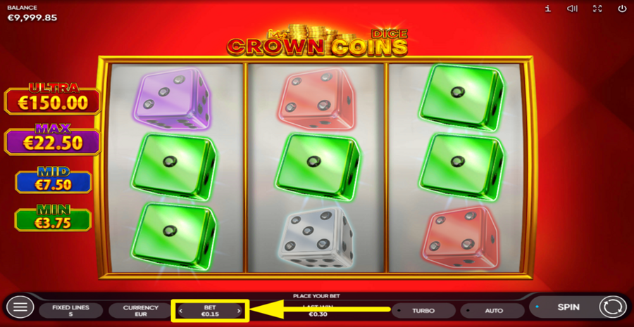 Crown Coins Dice Adjust Bet