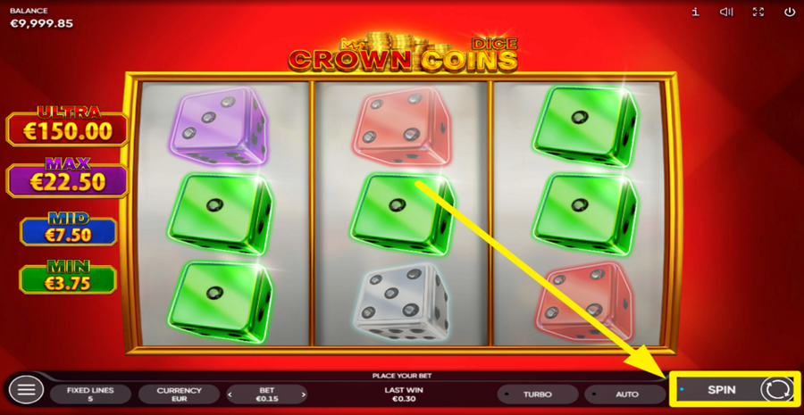 Crown Coins Dice Spin